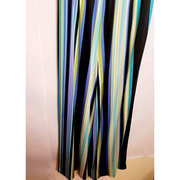 Emma and Michele blue and yellow striped wide leg jumpsuit size Med Retro Mod - Picture 8 of 12